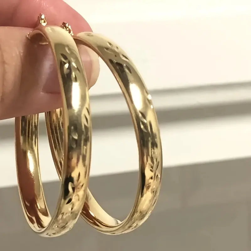 [Fashion Earrings] Large Circle Earrings, A Pair of Women's Fashion Middle Eastern Style Carved | Daily Casual Party Wedding Accessories Ramadan Gift Jewelry Chic Le'Meek