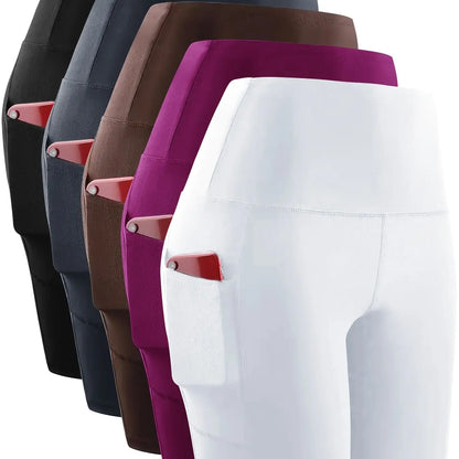 5pcs Set Of 5-inch High Waisted Knight Shorts, Women's Pockets, Ultra Soft Abdomen Control, No Perspective Exercise, Running, Yoga Exercise Shorts, 6-inch Length Chic Le'Meek