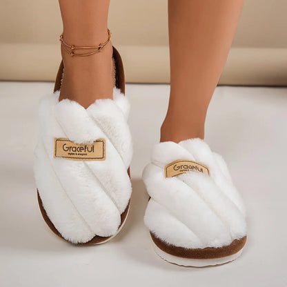 Women's Simple and Fashionable Indoor Home Comfort Warm Soft Bottom Silent Slippers Chic Le'Meek