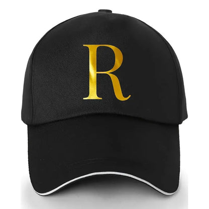 Unisex Polyester Baseball Cap | Adjustable Fit | Lightweight, Breathable & Quick-Dry | Golden Letter Print Embroidery 'M' or 'A' | Ideal for Outdoor Sports and Travel | Stylish Hip-Hop Dad Hat, Casual Wear Hat | Hiphop Style Chic Le'Meek