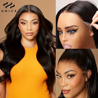 UNICE Pre Everything Glueless Frontal Wig With Baby Hair 3D Body Wave 13X4 HD Pre Cut Lace Front Wigs Human Hair Pre Bleached Invisible Bye Bye Knots Wig Pre Plucked