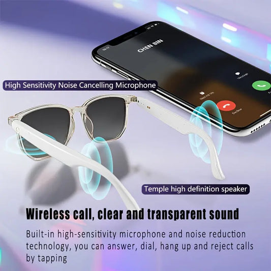 [New Smart Glasses] Smart Glasses: New Photo-taking Outdoor Sports | Music And Calls, Lightweight, Remote Control Photography, Built-in Microphone And Speaker, Noise Reduction, Touch And AI Voice Assistant, Compatible With IP Chic Le'Meek