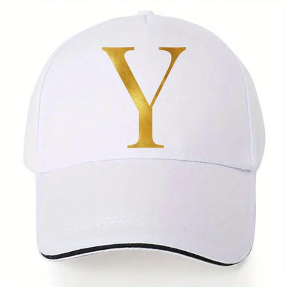 Lightweight Baseball Cap with Adjustable Shoulder Strap, Breathable And Quick Drying- Customizable Golden Letter Design, Suitable for Outdoor Sports And Travel, Baseball Cap Chic Le'Meek