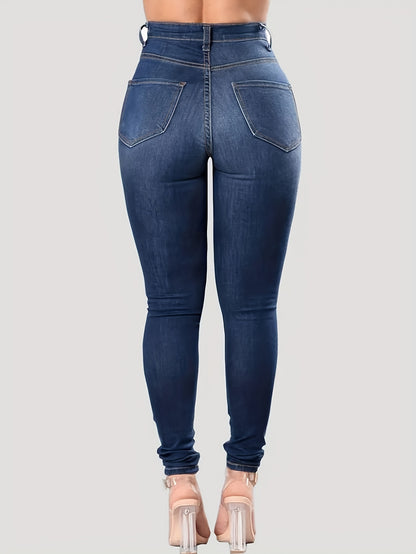 Plus Size Curve-Hugging Jeans - Ultra-Comfortable Casual Style with Fashionable Ripped Details, Skinny Fit,