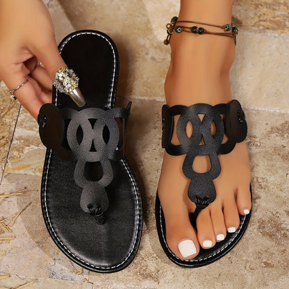 Stylish Slip-on Open Toe Sandals with Synthetic Leather Upper, Rubber Sole, and Comfortable Rubber Insole - Perfect for Beach, Outdoor, and Casual Occasions