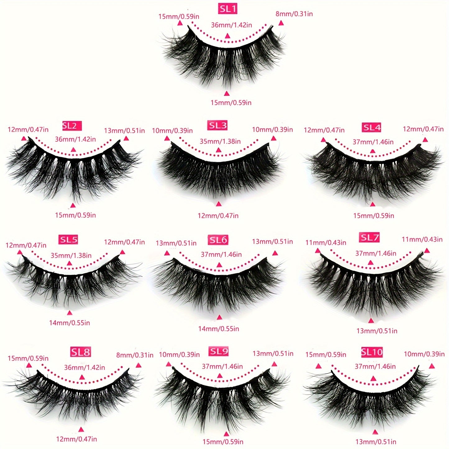 50 Pairs of 3D Waterproof Mink Lashes with Sparkle - Natural, Fluffy, and Voluminous - 13-15mm Length, Mixed Upward Curve - Reusable and Portable - Perfect for Everyday Makeup