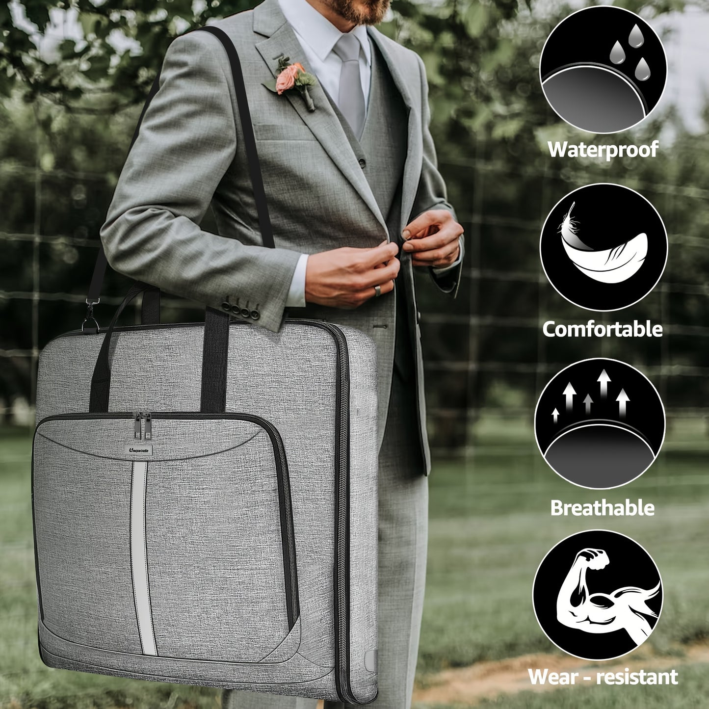 Garment Bags, Large Carry On Suit Bag for Travel & Business Trip With Shoulder Strap & Pockets for Men Women, Hanging Suitcase Luggage Travel Bags