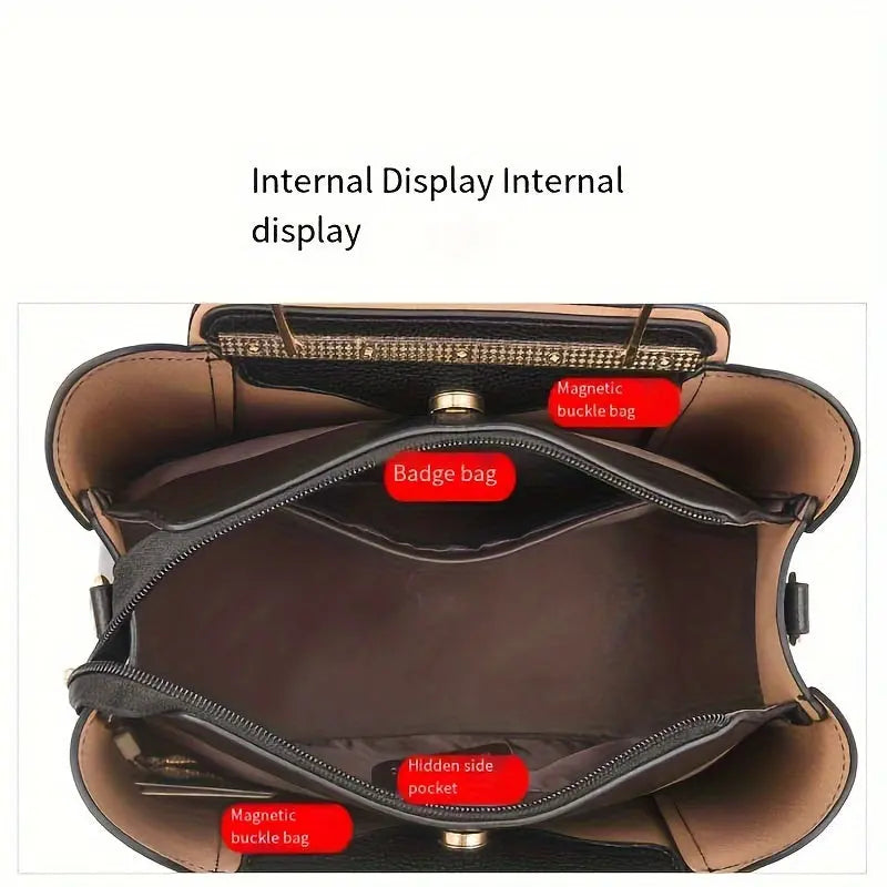 [Chic Tote Bag] Versatile Chic Black Tote Bag for Women | Polyester Lined, Zip Closure, Casual Style - Perfect for Everyday Use Chic Le'Meek