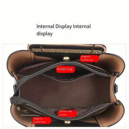 [Chic Tote Bag] Versatile Chic Black Tote Bag for Women | Polyester Lined, Zip Closure, Casual Style - Perfect for Everyday Use Chic Le'Meek