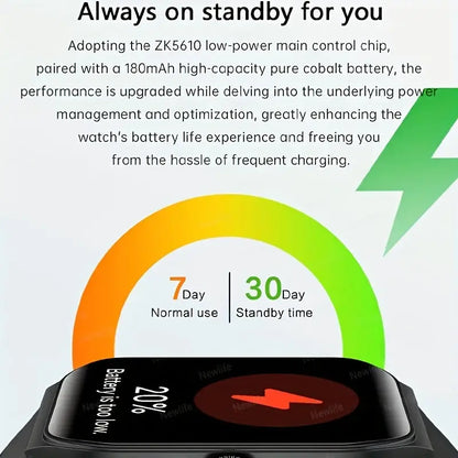 Full Touch Screen 1.83-inch Smart Watch for Men and Women with Wireless Calls, Message Reminders, Sports Tracker, Remote Camera, Weather Notification - USB Rechargeable, Multiple Sports Modes, 240P Resolution, Positioning Nav Chic Le'Meek