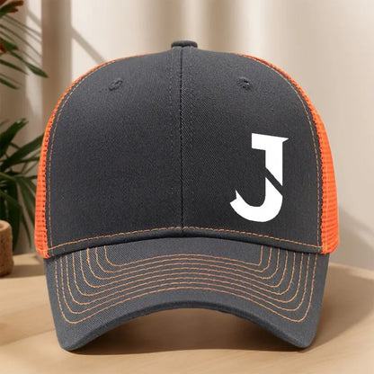 Creative Alphabet J Printed Baseball Cap - Spring/Summer Mesh Breathable Adjustable Bill Cap for Outdoor Leisure, Sports, Hiking, Fishing, and Sun Protection - Polyester Material, Non-Stretch Fabric, Lightweight, Hand Wash or Chic Le'Meek