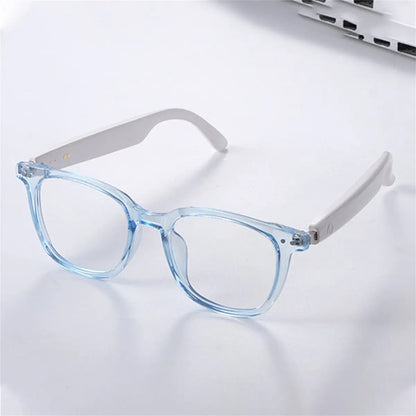 Wireless Smart Audio Fashion Glasses – Stylish Transparent & Black Frames, Immersive Sound, Call & Music Control, USB Rechargeable, Lightweight Titanium Frame for Sports, Driving, and Outdoor Activities Chic Le'Meek