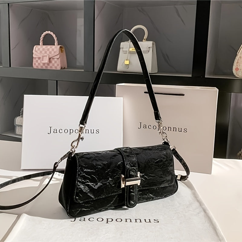 New Chinese Baguette Bag Women 2024 New Premium Sense Commuter Single Shoulder Crossbody Black Underarm Bag