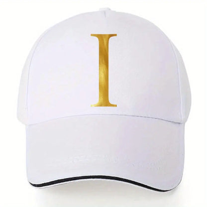 Lightweight Baseball Cap with Adjustable Shoulder Strap, Breathable And Quick Drying- Customizable Golden Letter Design, Suitable for Outdoor Sports And Travel, Baseball Cap Chic Le'Meek