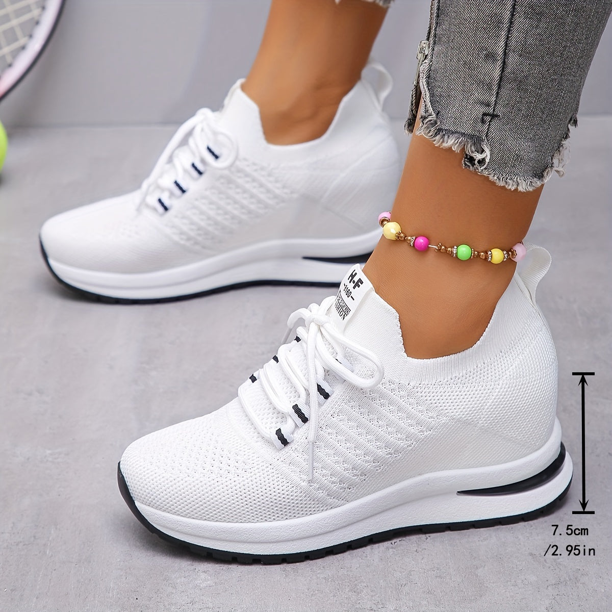 Comfy Wedge Height Boosting Sneakers - Breathable, Soft, Low-Top, Lace-Up, Platform Design for Comfortable Walking and Casual Sports - Perfect for Womens Active Lifestyle