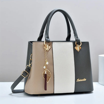 Adjustable Strap Zipper Closure Casual Single Shoulder Crossbody Bag, New Striped Polyester Lining, Edge Paint, No Printing, with Homecoming Mother's Day Gift for Women Chic Le'Meek