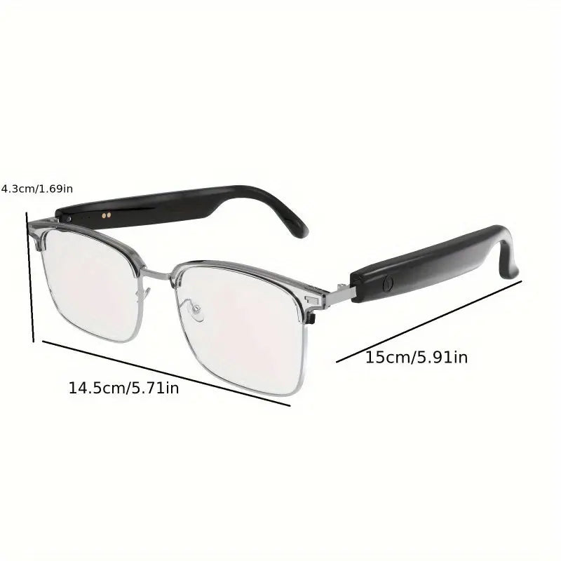 [Wireless Audio Glasses] 1pc Wireless Audio Glasses - Self-Adjusting Color Lenses, Anti-Blue Light Protection, Built-in Microphone, USB Charging, Rechargeable Lithium Polymer Battery - Ideal for Office, Outdoor Activities, Dr Chic Le'Meek
