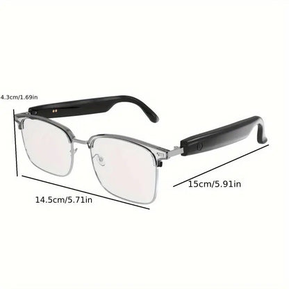[Wireless Audio Glasses] 1pc Wireless Audio Glasses - Self-Adjusting Color Lenses, Anti-Blue Light Protection, Built-in Microphone, USB Charging, Rechargeable Lithium Polymer Battery - Ideal for Office, Outdoor Activities, Dr Chic Le'Meek