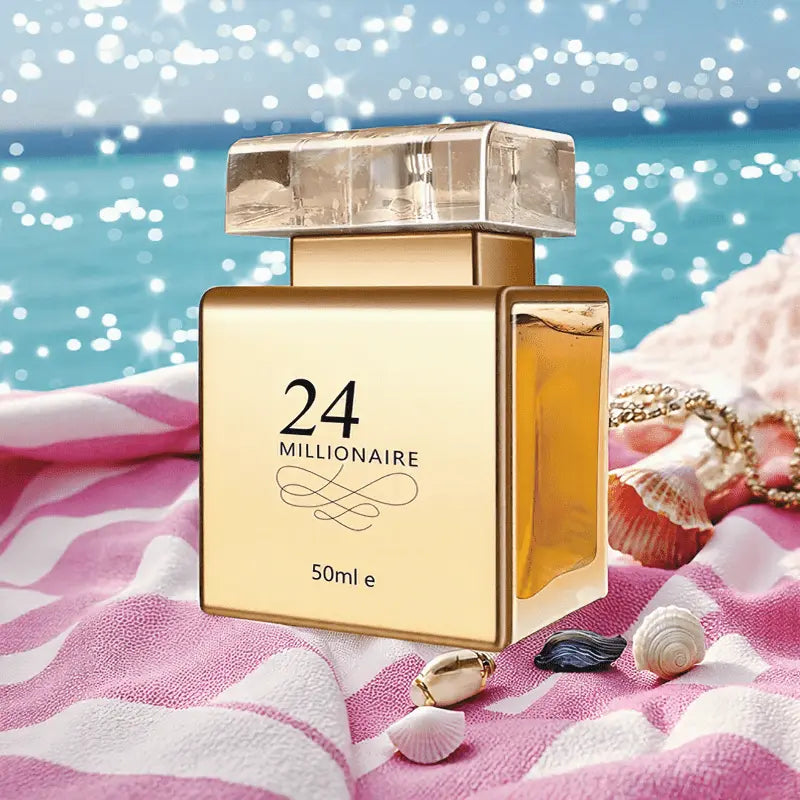 24 Millionaire Eau De Parfum for Women 1.7oz - Luxurious Golden-Tone Transparent Bottle, Long-Lasting Floral & Fruity Scent, 10-20% Concentration, Perfect for Dating, Daily Use & Gift Giving Chic Le'Meek
