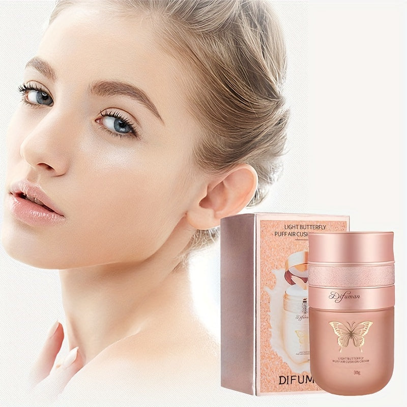 Air Cushion Moisturizing Concealer BB Cream - Hydrates, Smooths, Brightens Skin Tone, Contains Plant Squalane for Natural Glow - Butterfly Cushion Foundation Makeup for Flawless Finish