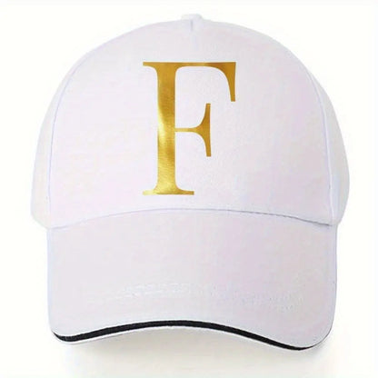 Lightweight Baseball Cap with Adjustable Shoulder Strap, Breathable And Quick Drying- Customizable Golden Letter Design, Suitable for Outdoor Sports And Travel, Baseball Cap Chic Le'Meek