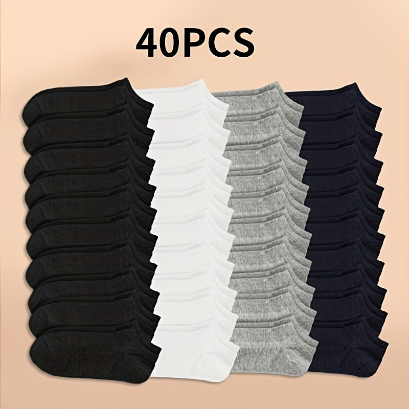 40-60 Pairs Unisex Ankle Socks Collection - Ultra-Soft, Breathable, Comfort Fit, Simple Design