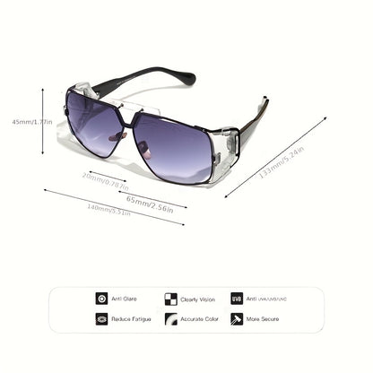 1pc Men's Fashion Sunglasses, Men And Women Sunglasses, Dustproof Lens Metal Punk Retro Party Casual With Glasses Case