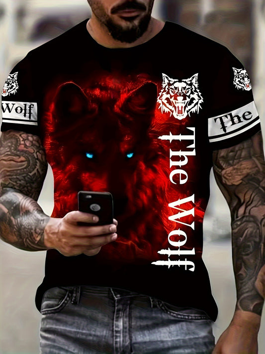 Stylish Men's T-Shirt with Striking Lion Graphic - Comfortable Short Sleeve Crew Neck - Ideal for Summer Outdoor Activities & Daily Wear