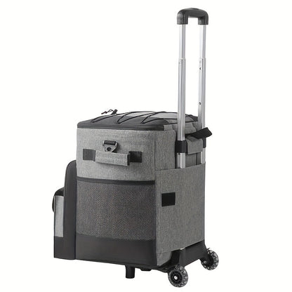 Large Capacity Rolling Briefcase, Rolling Handbag With Wheels, Rolling Storage Bag With Detachable Folding Handcart, Mobile Storage Bag