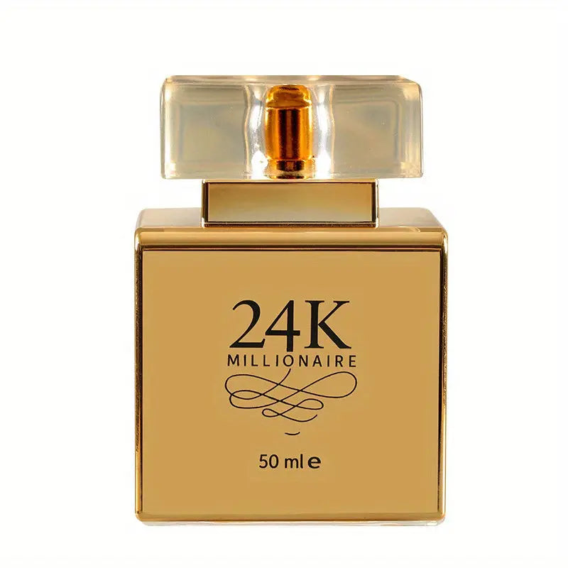 24 Millionaire Eau De Parfum for Women 1.7oz - Luxurious Golden-Tone Transparent Bottle, Long-Lasting Floral & Fruity Scent, 10-20% Concentration, Perfect for Dating, Daily Use & Gift Giving Chic Le'Meek