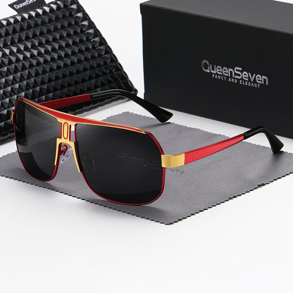 QueenSeven Unisex Polarized Alloy Square Oversized Frame Sunglasses Driving Sunglasses Shades