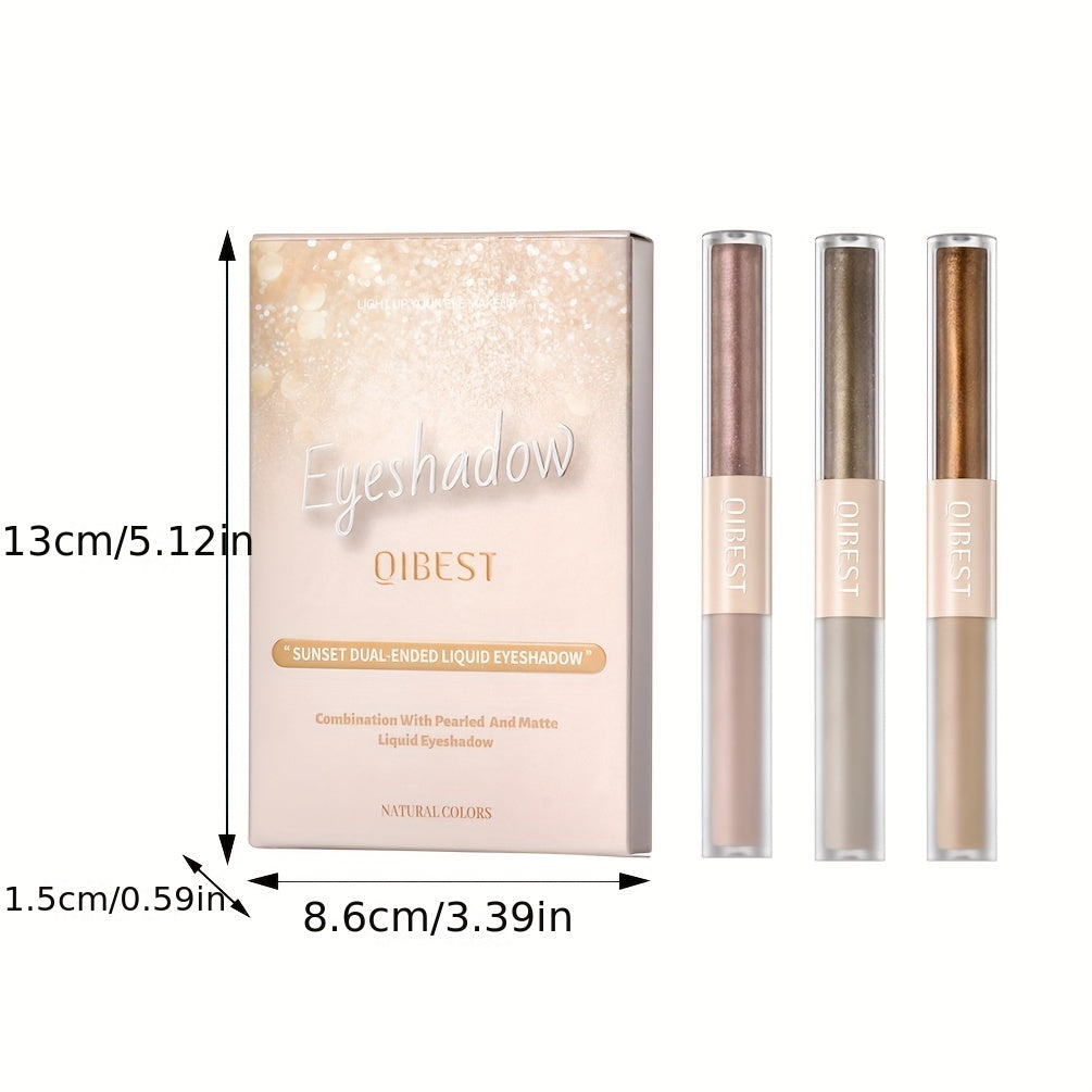 6pcs Double Ended Liquid Eyeshadow Set - Pearly Glitter and Matte Finish, Smooth Delicate Texture, Long-Lasting, Highly Pigmented