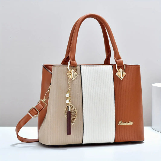 Adjustable Strap Zipper Closure Casual Single Shoulder Crossbody Bag, New Striped Polyester Lining, Edge Paint, No Printing, with Homecoming Mother's Day Gift for Women Chic Le'Meek