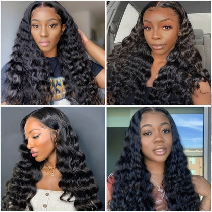 30Inch 13x6 Deep Curly Human Hair Wigs For Women Pre Plucked Loose Deep Wave Hd Transparent Frontal Wig Full Density