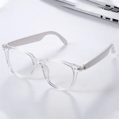 Wireless Smart Audio Fashion Glasses – Stylish Transparent & Black Frames, Immersive Sound, Call & Music Control, USB Rechargeable, Lightweight Titanium Frame for Sports, Driving, and Outdoor Activities Chic Le'Meek