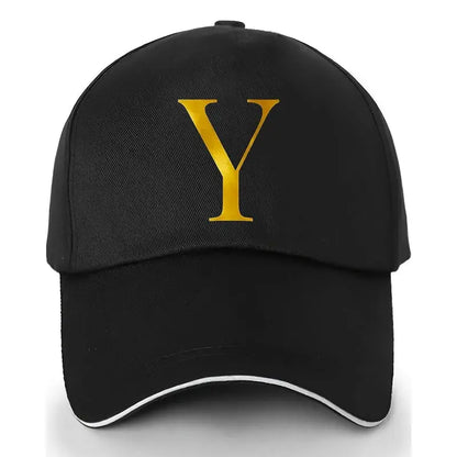 Unisex Polyester Baseball Cap | Adjustable Fit | Lightweight, Breathable & Quick-Dry | Golden Letter Print Embroidery 'M' or 'A' | Ideal for Outdoor Sports and Travel | Stylish Hip-Hop Dad Hat, Casual Wear Hat | Hiphop Style Chic Le'Meek