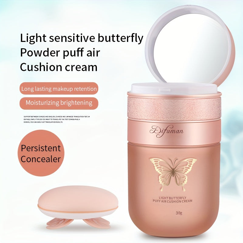 Air Cushion Moisturizing Concealer BB Cream - Hydrates, Smooths, Brightens Skin Tone, Contains Plant Squalane for Natural Glow - Butterfly Cushion Foundation Makeup for Flawless Finish