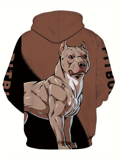 Trendy Plus Size Mens Anime Pug Print Hoodie - Cozy Casual Hooded Sweatshirt for All-Season Style - Perfect for Spring, Fall, and Winter Wear - Mens Clothing