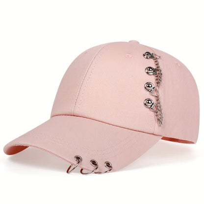 1pc 1pc Unisex Trendy Sunshade Adjustable Baseball Cap With Rivets For Outdoor Sport