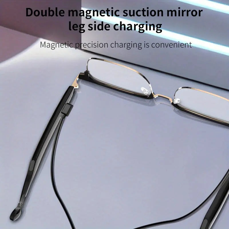 [Wireless Audio Glasses] 1pc Wireless Audio Glasses - Self-Adjusting Color Lenses, Anti-Blue Light Protection, Built-in Microphone, USB Charging, Rechargeable Lithium Polymer Battery - Ideal for Office, Outdoor Activities, Dr Chic Le'Meek