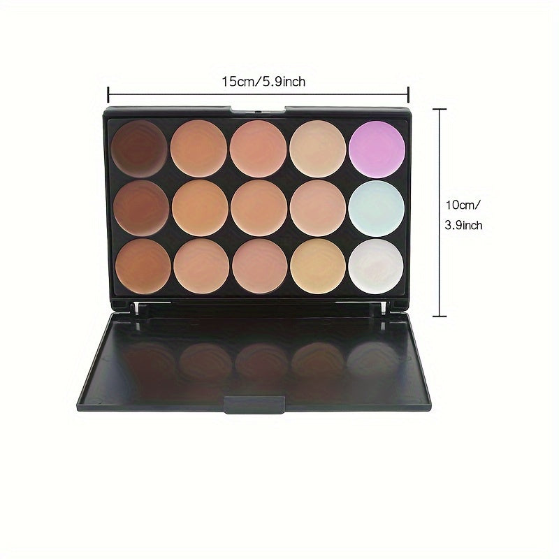 15-Color Waterproof Concealer Palette Pro - Full Coverage Foundation for Acne, Dark Circles, Freckles, Scars, Brightening, Contouring