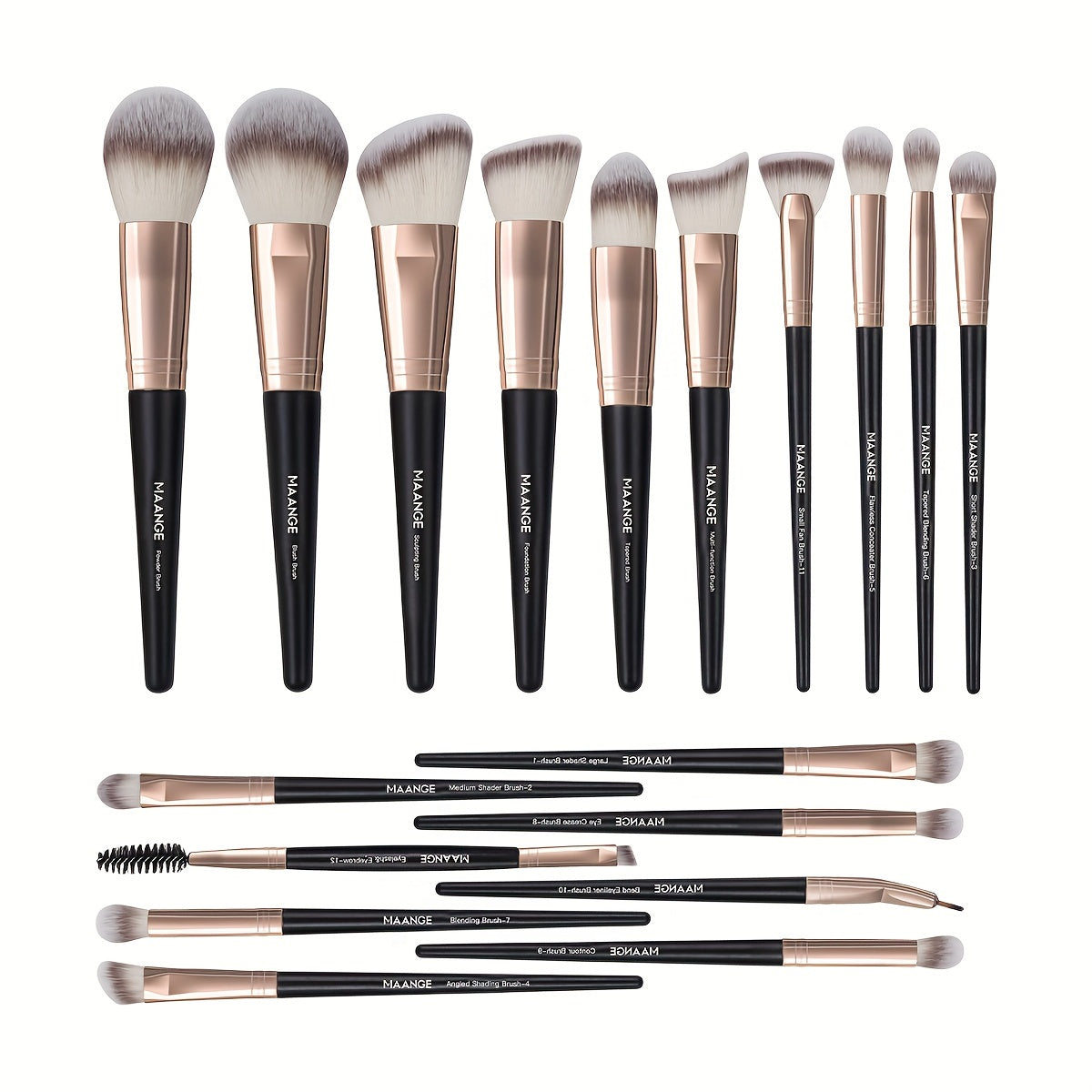 18-Piece Professional Makeup Brush Set with Case - Premium Synthetic Kabuki Bristles for Flawless Foundation