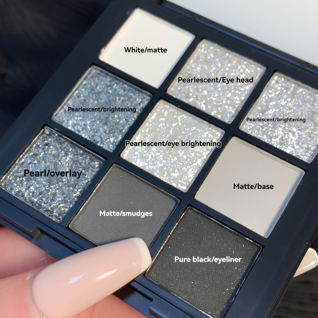 9-Color Black Swan Eyeshadow Glitter Palette - Smoky Punk Style, Matte & Metallic Finishes, Easy to Carry for Travel, Perfect Valentines Day Gift for Music Festival Lovers