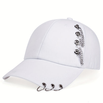 1pc 1pc Unisex Trendy Sunshade Adjustable Baseball Cap With Rivets For Outdoor Sport