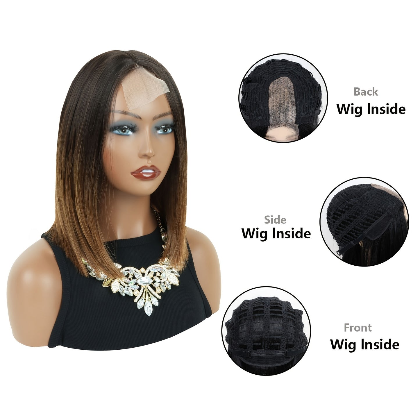 Natural-Look U-Part Wig for Women - High-Temperature Fiber, Straight Basics Style, No Lace Needed