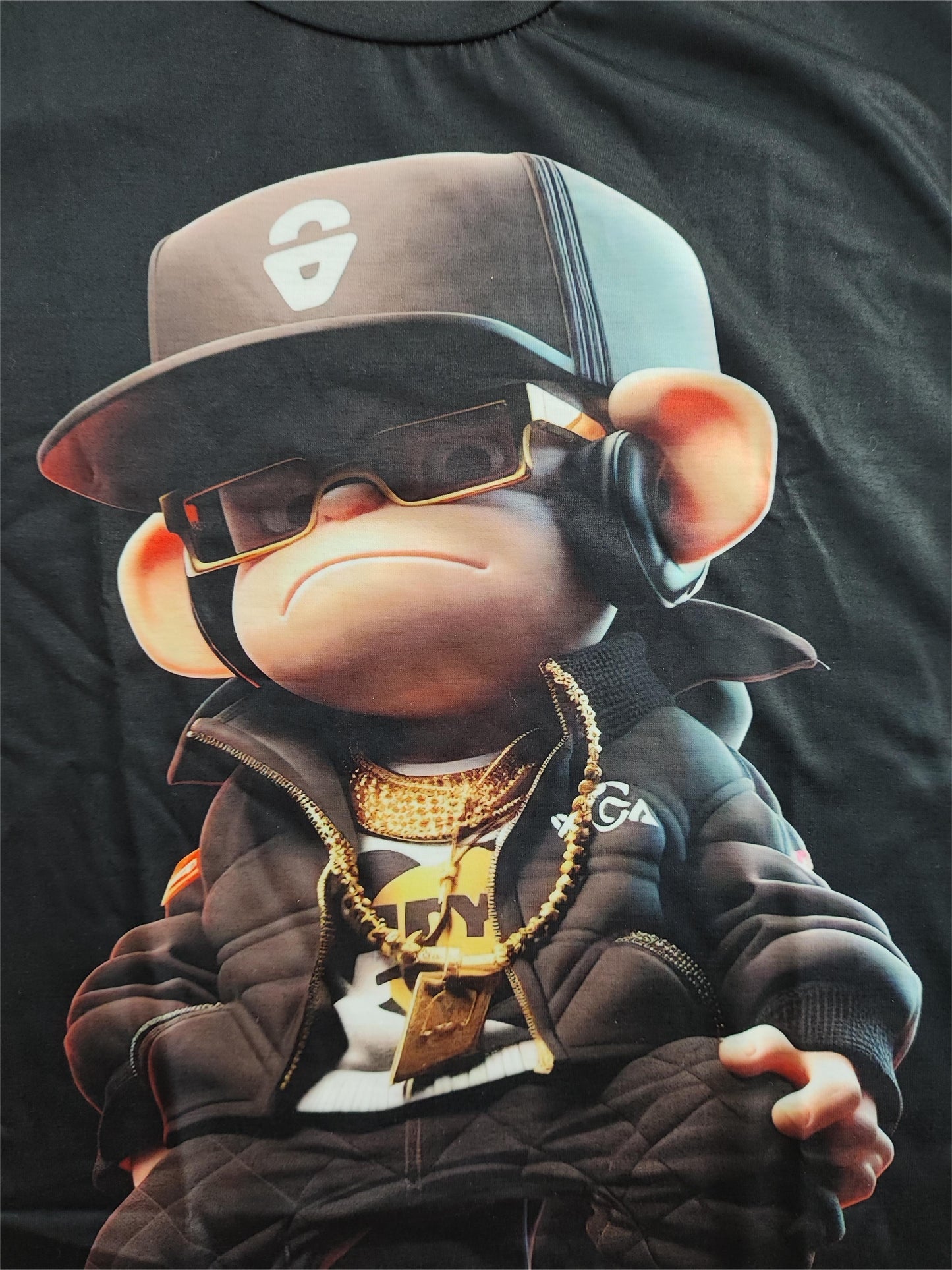 3D Digital Hip Pop Style Monkey Pattern Crew Neck Short Sleeve T-shirt - Stylish, Comfortable, Slight Stretch Polyester Fabric - Perfect for Mens Summer Weekend Casual Street Wear