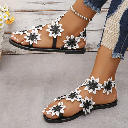 [Women's Flat Sunflower Summer Sandals] Summer New Style Women'S Sunflower Flat Sandals