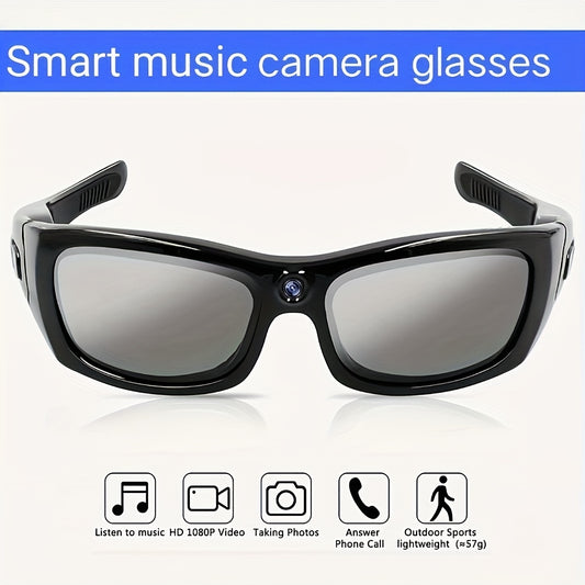 1pc 1080P Ultra Clear Glasses, Outdoor Cycling Sports Glasses With Smart Audio & Portable Camera Recorder, Glasses With 32GB Memory Card, USB Interface & Headphones