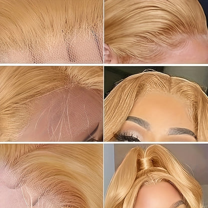 13x6 Ombre Honey Blonde Body Wave Lace Front Wig - 150% Density, Pre-Plucked Bleached Knots, Transparent Lace, Glueless, Elegant Style for African Women