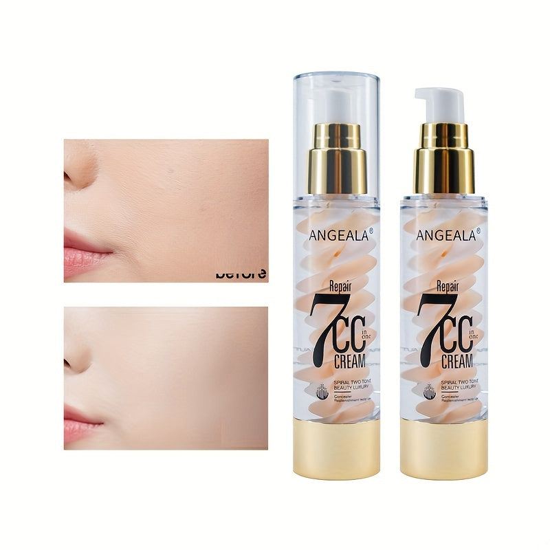 2-Color Luxury CC Cream Foundation - Hydrating & Skin-Perfecting Makeup - Concealer & Primer in One - Long-Lasting Radiant Finish for a Beautiful, Moisturized Look